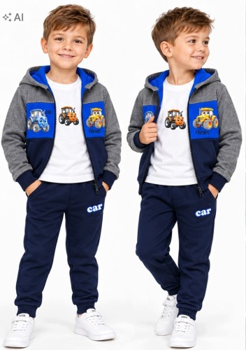 dres chłopięcy komplet dresowy 3-częściowy Traktor 122/128-7/8 lat TL5036C