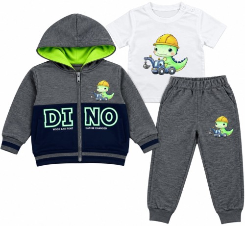 dres komplet chłopięcy dziecięcy 3-częściowy Dinozaur 92/98-3 lata TL-5039C