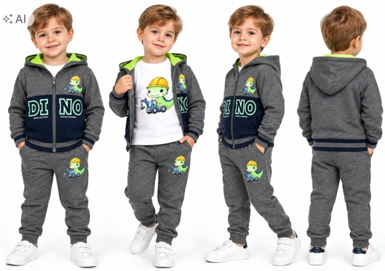 dres komplet chłopięcy dziecięcy 3-częściowy Dinozaur 98/104-4lata TL-5039C