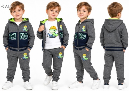 dres komplet chłopięcy dziecięcy 3-częściowy Dinozaur 104/110-5 lat TL5039C