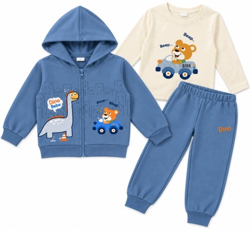 dres chłopięcy komplet dresowy 3-częściowy 98/104- 3/4 lata TL982A
